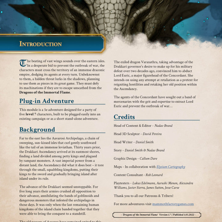 Dragons of the Immortal Flame - Physical  5e Adventure Booklet