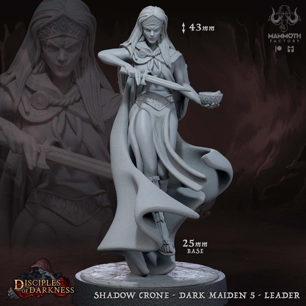 Shadow Crone - Dark Maiden Leader- Physical Miniature - 32mm Scale